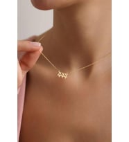 925 Ayar Gümüş Gold Kaplama 444 Melek Numarası Kolye