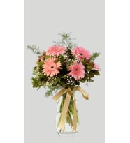 Pembe Düşler Gerbera Aranjmanı - Paşabahçe Vazoda