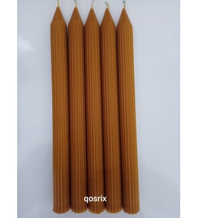 qosrix 5'li Hardal Sarısı Şamdan Mumu 1. Kalite Soya Doğal Vanilya Kokulu Uzun Çubuk Konik Mum Dekoratif