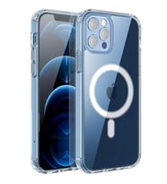 Apple iPhone 12 Pro Max Uyumlu Kılıf M-safe Şarj Özellikli Şeffaf Sert PC Zore Embos Kapak