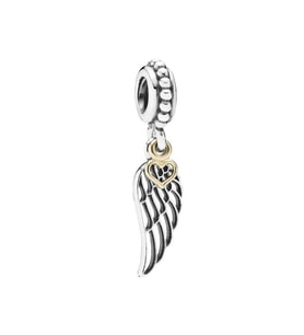 Nur Silver Gold Detaylı Kanat Gümüş Charm NUR-BL00123