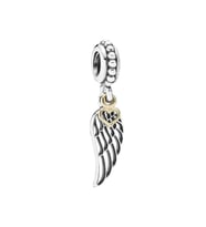 Nur Silver Gold Detaylı Kanat Gümüş Charm NUR-BL00123