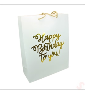 Happy Birthday Beyaz Karton Çanta, 32 x 26 x 10 cm - 1 Adet (STD)