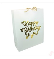 Happy Birthday Beyaz Karton Çanta, 32 x 26 x 10 cm - 1 Adet (STD)
