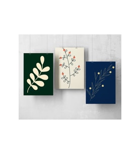 3'lü Çerçevesiz Poster Bitki Temalı Poster Seti Dijital Baskı Poster,Ev, Ofis, Salon Dekorasyon (Çok Renkli)
