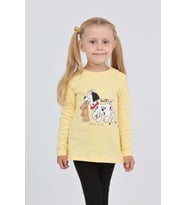 Toontoy Kız Çocuk Köpekli Ayı Baskılı Sweatshirt (Açık Sarı)