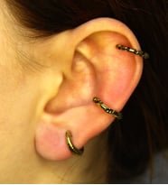 Vintage Antik 3'lü Deliksiz Ear Cuff Ayarlanabilir Kıkırdak Küpe Seti eukk7 (Sarı)