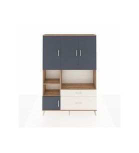 Arges Dolap 7 Raflı 2 Çekmeceli 5 Kapaklı 132x30x195 Çam-Antrasit/Aytaşı