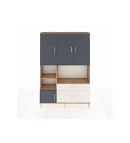 Arges Dolap 7 Raflı 2 Çekmeceli 5 Kapaklı 132x30x195 Çam-Antrasit/Aytaşı