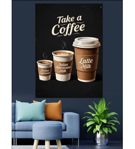 "Take A Coffee" Modern Sunum Dekoratif Kanvas - Mdf Ahşap Tablo