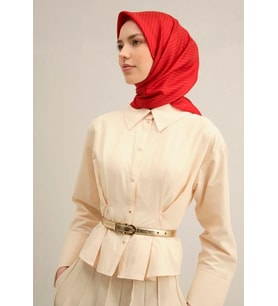 Armine Sura İpek Eşarp 9348-85 Kırmızı Karışık Desen