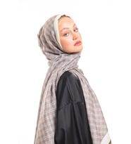 Geometrik Desen Pavia Seri Şal Eşarp Askısı ile Birlikte 75x200 cm Bej Krem-75x2