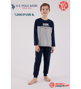 U.S. Polo Assn. Garson Erkek Çocuk Uspa %100 Pamuklu Uzun Kollu Pijama Takım