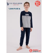 U.S. Polo Assn. Garson Erkek Çocuk Uspa %100 Pamuklu Uzun Kollu Pijama Takım