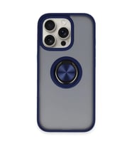 iPhone 16 Pro Kılıf Montreal Yüzüklü Silikon Kapak - Lacivert