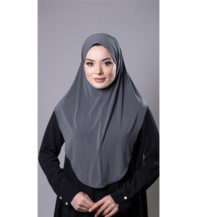 Antrasit Pratik Hazır Geçmeli Tesettür Eşarp Sandy Kumaş Düz Hijab 2308_25
