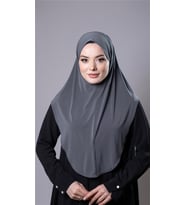 Antrasit Pratik Hazır Geçmeli Tesettür Eşarp Sandy Kumaş Düz Hijab 2308_25