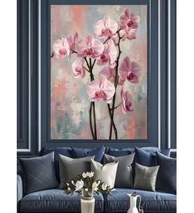 Pembe Orkide Dalları Modern Tablo Dekoratif Kanvas - Mdf Ahşap Tablo