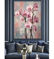 Pembe Orkide Dalları Modern Tablo Dekoratif Kanvas - Mdf Ahşap Tablo