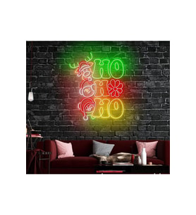 HO HO HO Yazılı ve Şekilli Neon Tabela