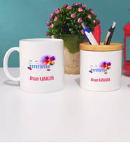 Estetisyen Kupa Bardak Beyaz ve Kalemlik
