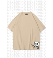 Unisex Kadın Erkek Nevermınd Panda Özel Tasarım Baskılı  Oversize Tshirt (Bej)