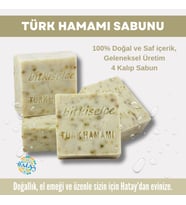 Bitkiselce Saf ve doğal içeriklerle Türk Hamamı Sabunu  450 gr (4 Kalıp)