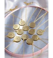 Tasarım Disk Doğum Çiçeği Kolye 925K Gümüş (Gold)