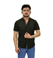 Erkek Spor Silim Fit Kısa Kol Gömlek BGL-ST04480 (Haki)