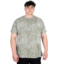 Mode XL Büyük Beden Erkek T-Shirt Bisiklet Yaka Aşındırma Baskı U20037 Haki