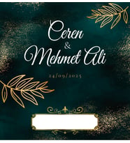 Nikah Nişan Düğün Davetiyesi Kare İkiz İp Bağlamalı 5042