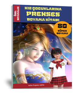Kız Çocuklarına PRENSES Boyama Kitabı (80 Süper Kaliteli Boyamalar)