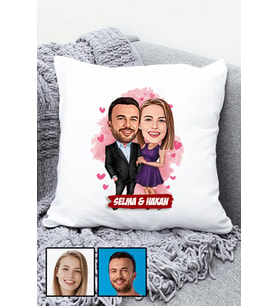 Sevgiliye Romantik Yıldönümü Hediyesi Karikatürlü Yastık
