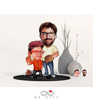 BK Gift Kişiye Özel Beyzbolcu Baba Oğul Karikatürlü Ahşap Biblo-1