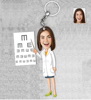 Kişiye Özel Kadın Doktor Ahşap Anahtarlık-2