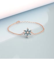925 Ayar Gümüş Aquamarine Taşlı Nergis Çiçeği Bileklik