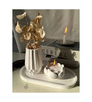 Geometrik Desenli Vazo Ve Lotus Çiçek İnci Tozlu Mumluk 2 Set