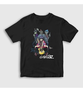 Presmono Unisex Çocuk Siyah Band Gorillaz T-Shirt 54129tt