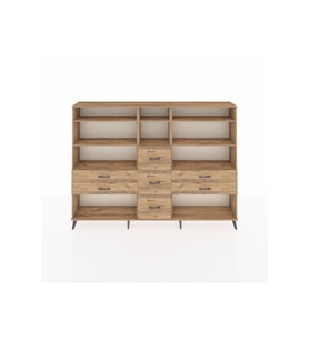 Arges Dolap 8 Raflı 7 Çekmeceli  220x30x163 Çam-Çam