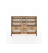 Arges Dolap 8 Raflı 7 Çekmeceli  220x30x163 Çam-Çam