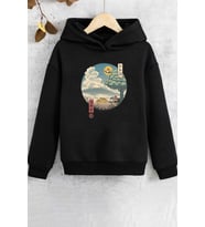 Çocuk Neighbor's Ukiyo e Baskılı Sweatshirt (Siyah)