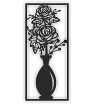 AS TASARIM LAZER vazo modeli ahşap dekorasyon duvar süs tablo 20x45 cm siyah renk