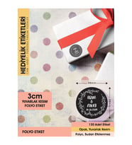 Çelenk Çiçek Motifli, Siyah Etiket Modeli Ürünlerinize Özel 3 Cm - 130 Adet Folyo Sticker