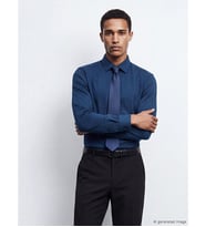 LCW BUSINESS Lacivert Slim Fit Uzun Kollu Armürlü Erkek Gömlek