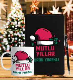Yılbaşı İçin Kişiye Özel Defter Kalem & Kupa Hediye Seti