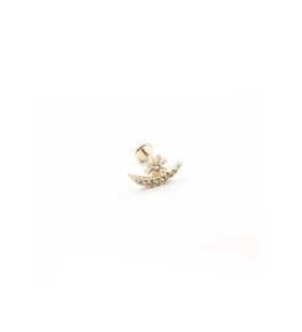 Ay Yıldız Figürlü Zirkon Taşlı Gold Tragus Helix Piercing  Anti Alerjik, Kararma Yapmaz