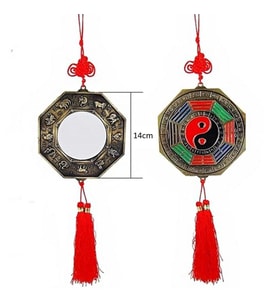 Çin Feng Shui Bagua Bakır Ayna 14 cm Köşeli (Karışık)