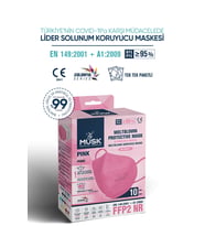 MUSK N95 MASKE PEMBE RENK 10 ADET