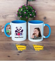 Sevimli Panda Kupa Bardak Mavi Fotoğraflı Doğum Günü Hediyesi