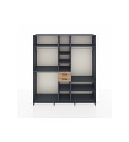 Hyperion Dolap 10 Raflı 2 Çekmeceli 3 Askılı 220x44x243 Antrasit-Antrasit/Çam